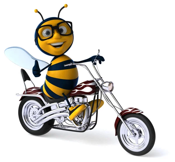 Personagem Engraçado Dos Desenhos Animados Motocicleta Ilustração — Fotografia de Stock