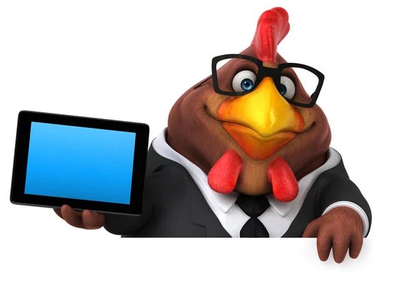 Funny Cartoon Character Holding Tablet Illustration — Stock Photo, Image