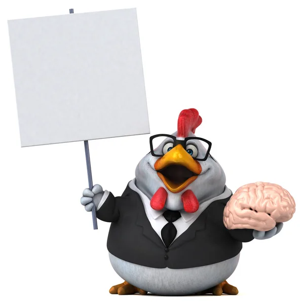 Funny Cartoon Character Holding Brain Illustration — Stock Photo, Image