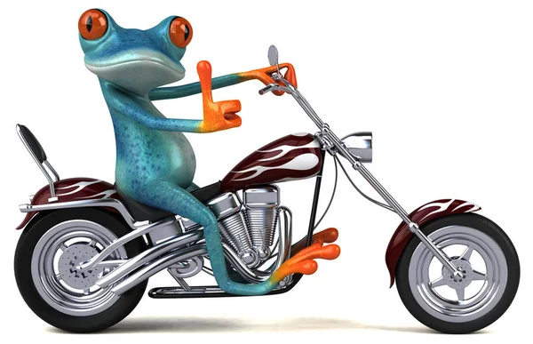 Funny Cartoon Character Motorcycle Illustration — Stock Photo, Image