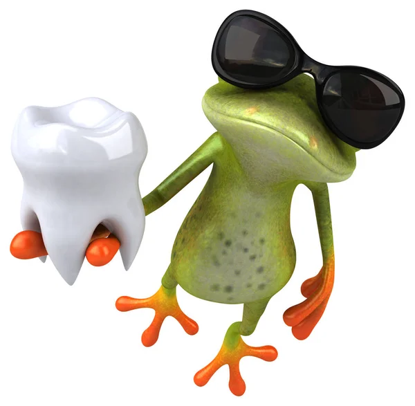 Funny Cartoon Character Holding Tooth Illustration — Stock Photo, Image