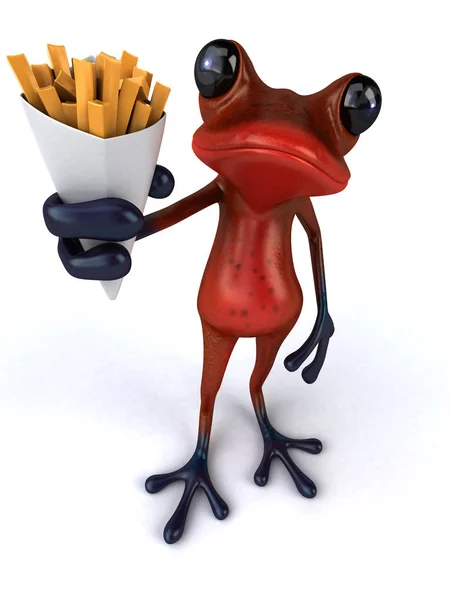Fun Frog French Fries Illustration — Stock Photo, Image