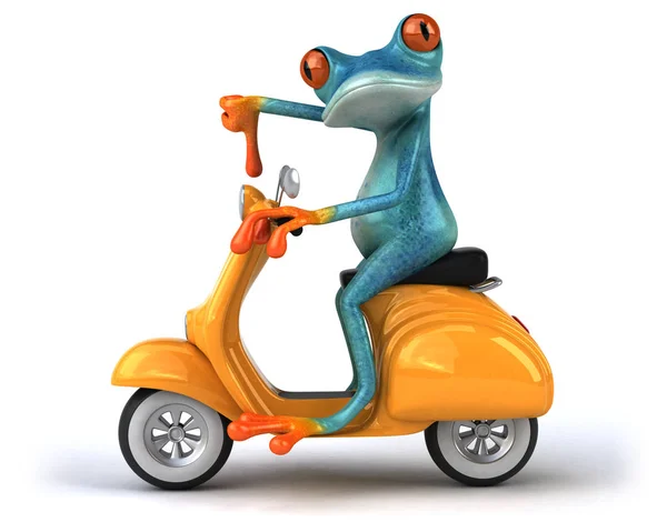 Scooter Çizim Üzerinde Eğlenceli Kurbağa — Stok fotoğraf