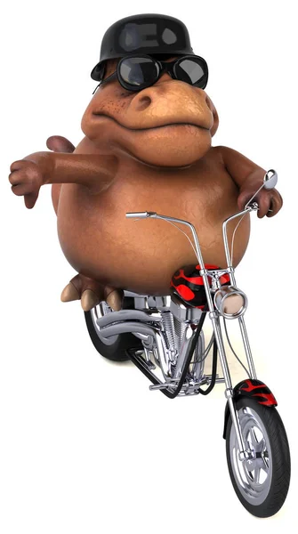 Funny Cartoon Character Motorcycle Illustration — Stock Photo, Image