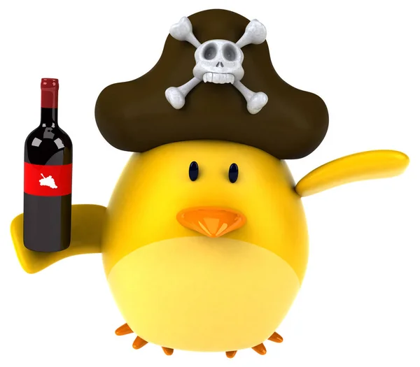 Lustige Cartoon Figur Mit Wein Illustration — Stockfoto