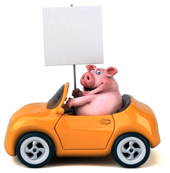 Divertente Personaggio Dei Cartoni Animati Automobile Illustrazione — Foto Stock