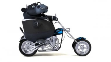 komik çizgi film karakteri - 3d animasyon yukarı gösterilen motosiklet