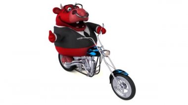 Motosiklet - 3d animasyon komik karikatür karakter boğa