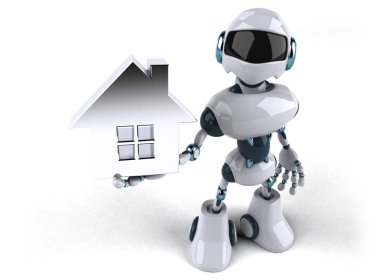 Robot evi - 3d çizim holding