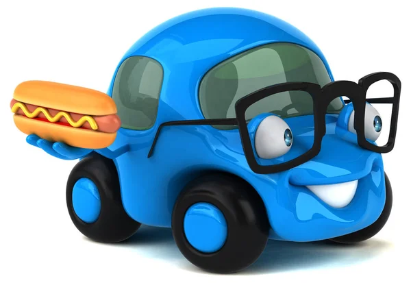 Fun Car Holding Hotdog Illustration — Stock Photo, Image