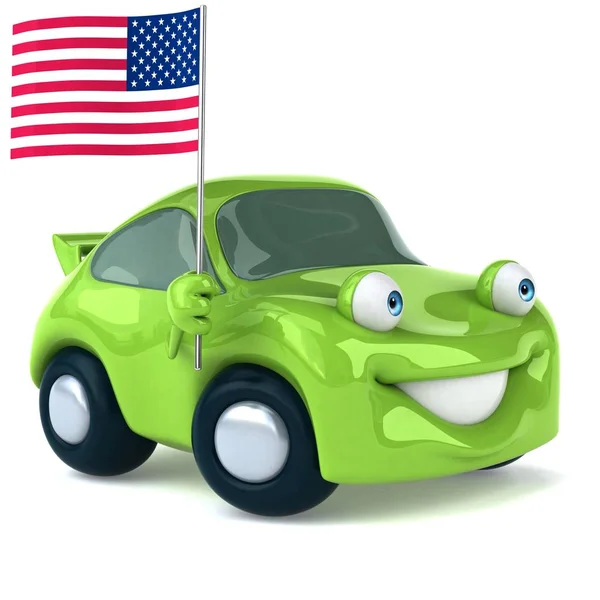 Green Car Flag Illustration — Stock Photo, Image