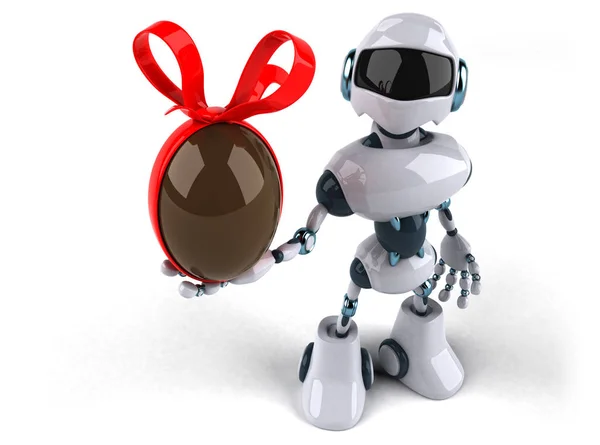 Robot Holding Easter Egg — Stock Photo, Image