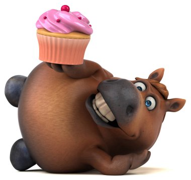 Kek ile eğlenceli at - 3D Görüntü 