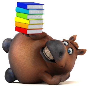 Kitaplı eğlenceli at - 3D Görüntü