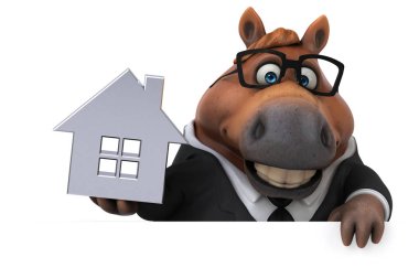 Ev ile eğlenceli at - 3D Illustration