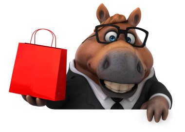 Çantayla eğlenceli at - 3D Görüntü