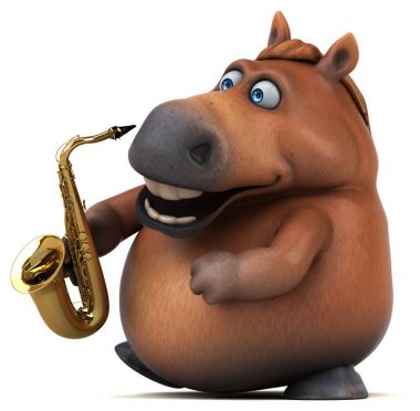 Jazz - 3d çizim oynarken eğlenceli at