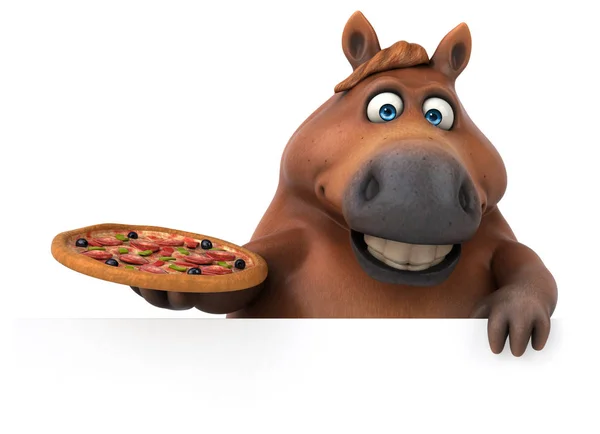Веселий Кінь Піцою Ілюстрація — стокове фото