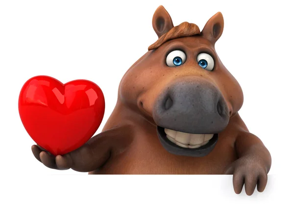 Cavallo Divertente Con Cuore Illustrazione — Foto Stock