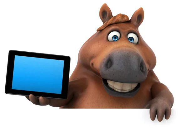 Rolig Häst Med Tablett Illustration — Stockfoto