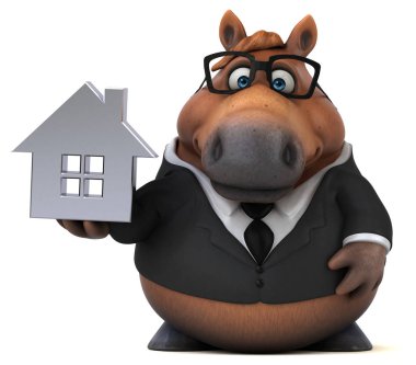 Ev ile eğlenceli at - 3D Illustration