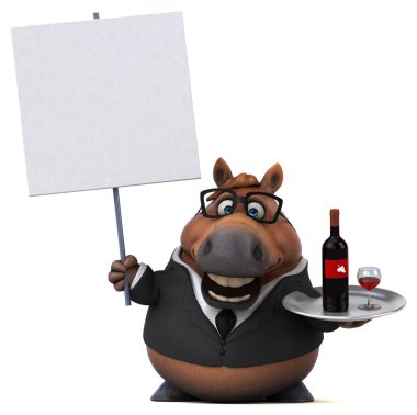 Şaraplı eğlenceli at - 3D Görüntü