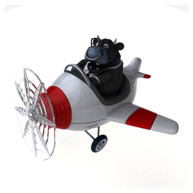 eğlenceli çizgi film karakteri uçakta - 3d çizim