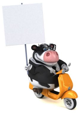 Eğlenceli çizgi film karakteri üzerinde motosiklet - 3d çizim