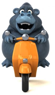 Eğlenceli çizgi film karakteri üzerinde motosiklet - 3d çizim