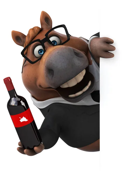 Cavalo Divertido Com Vinho Ilustração — Fotografia de Stock