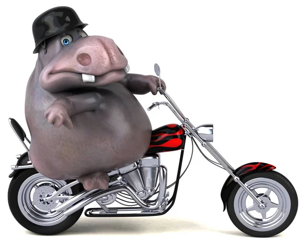 Szórakoztató Rajzfilmfigura Motorkerékpár Illusztráció — Stock Fotó