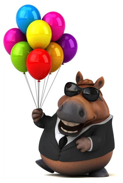 Divertido Caballo Con Globos Ilustración — Foto de Stock