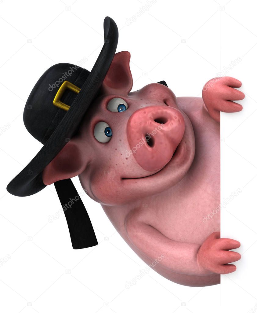 Fun Pig character - 3D Illustration