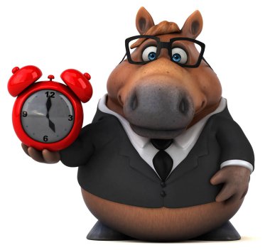 Saatli eğlenceli at - 3D Görüntü