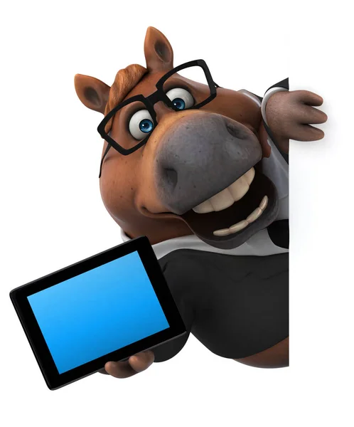 Zabawny Koń Tabletką Ilustracja — Zdjęcie stockowe