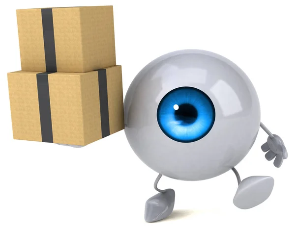 Eye Character Holding Boxes — Stock Photo, Image