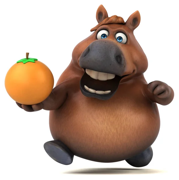 Rolig Häst Med Orange Illustration — Stockfoto