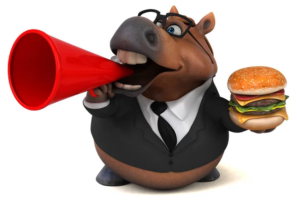 Spaßpferd Mit Burger Illustration — Stockfoto