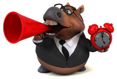 Saatli eğlenceli at - 3D Görüntü 