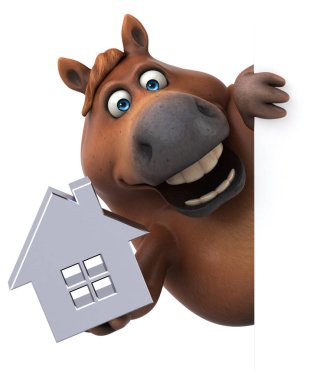 Ev ile eğlenceli at - 3D Illustration