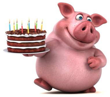 Eğlenceli çizgi film karakteri ile kek - 3d çizim