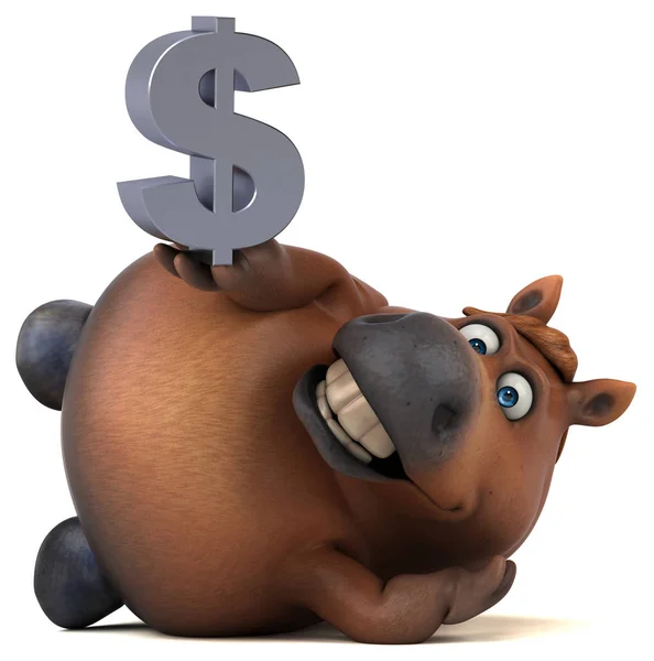 Divertido Caballo Con Dólar Ilustración — Foto de Stock