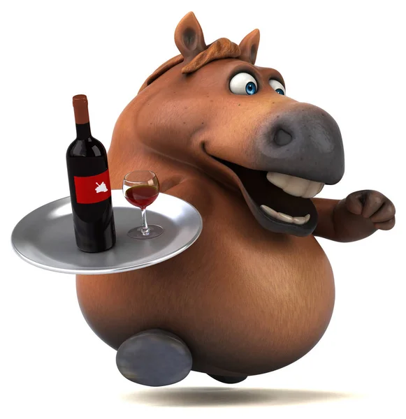 Cavalo Divertido Com Vinho Ilustração — Fotografia de Stock
