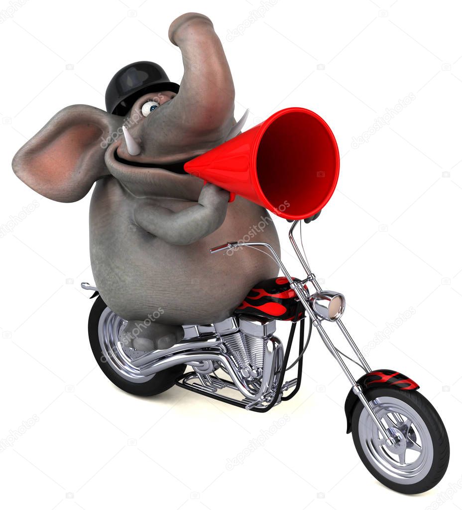 Fun  cartoon character on motorbike  - 3D Illustration