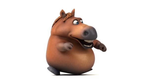 Cavalo Divertido Personagem Desenho Animado Andando Ilustração — Vídeo de Stock