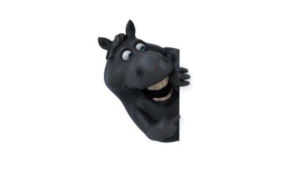 Leuk Paard Cartoon Character Illustratie — Stockvideo