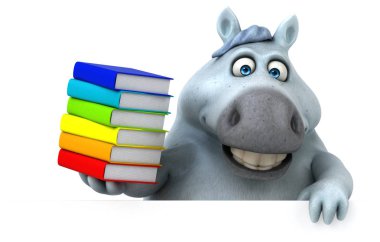Kitaplı eğlenceli at - 3D Görüntü