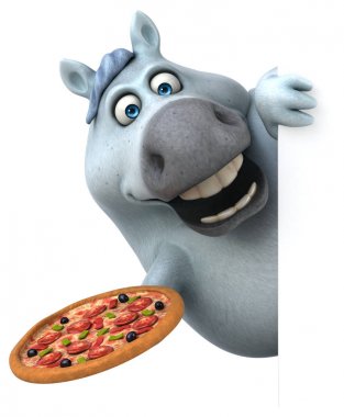 Pizza ile eğlenceli at - 3D Görüntü