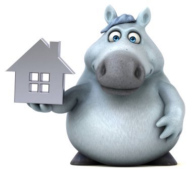 Ev ile eğlenceli at - 3D Illustration