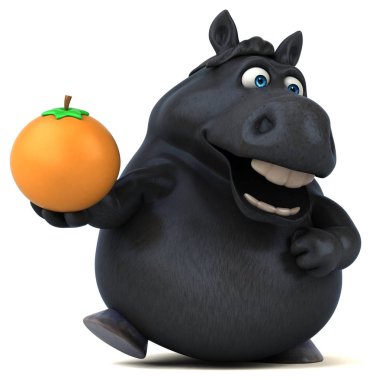 Turunculu eğlenceli at - 3D Görüntü